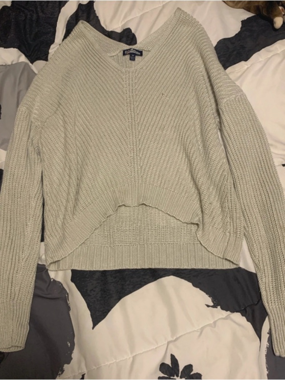 Freshman Sage Green V-Neck Knit Sweater